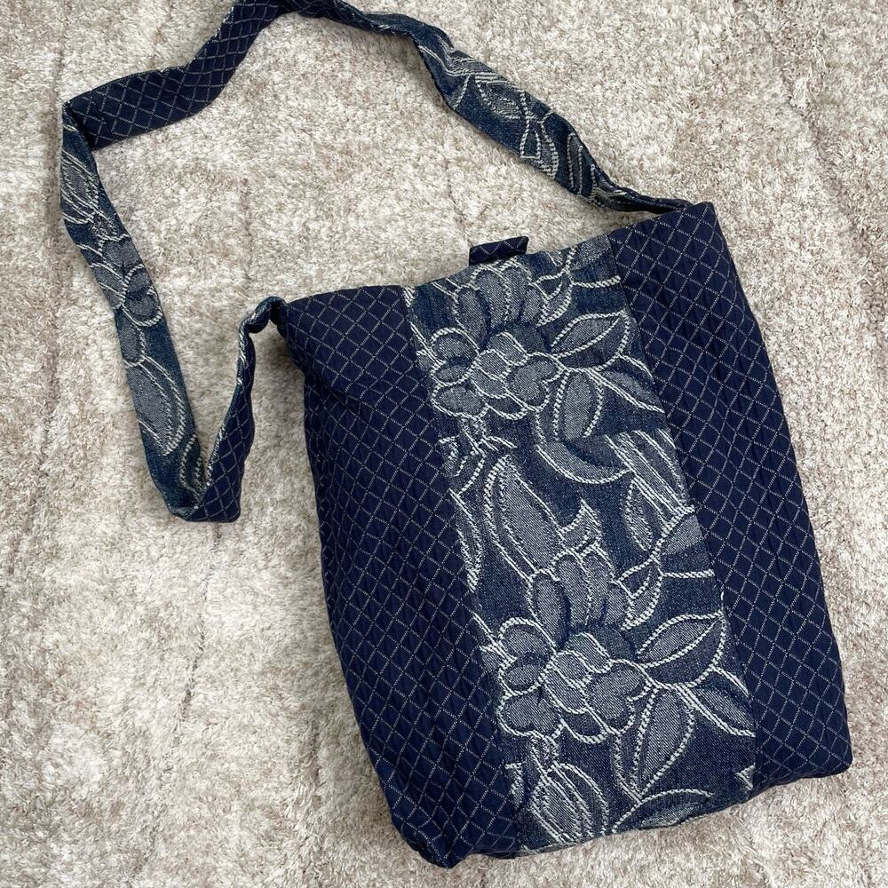 Vintage Handmade Floral Denim Tapestry Reversible Bag